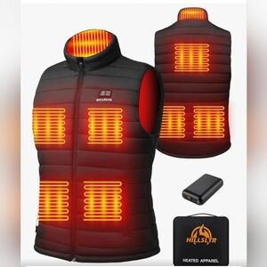 Men's Hillsltr Black Heated Vest with Rechargeable Battery Sz Xl